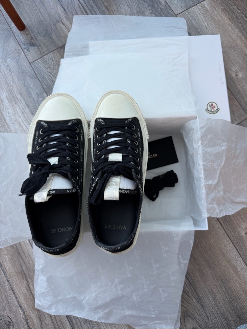 Moncler Black & White Low-Top Canvas Sneakers